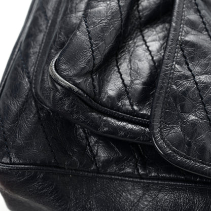 Saint Laurent Crinkled Calfskin Matelasse Monogram Large Niki Chain Satchel Deep Marine 14 of 16