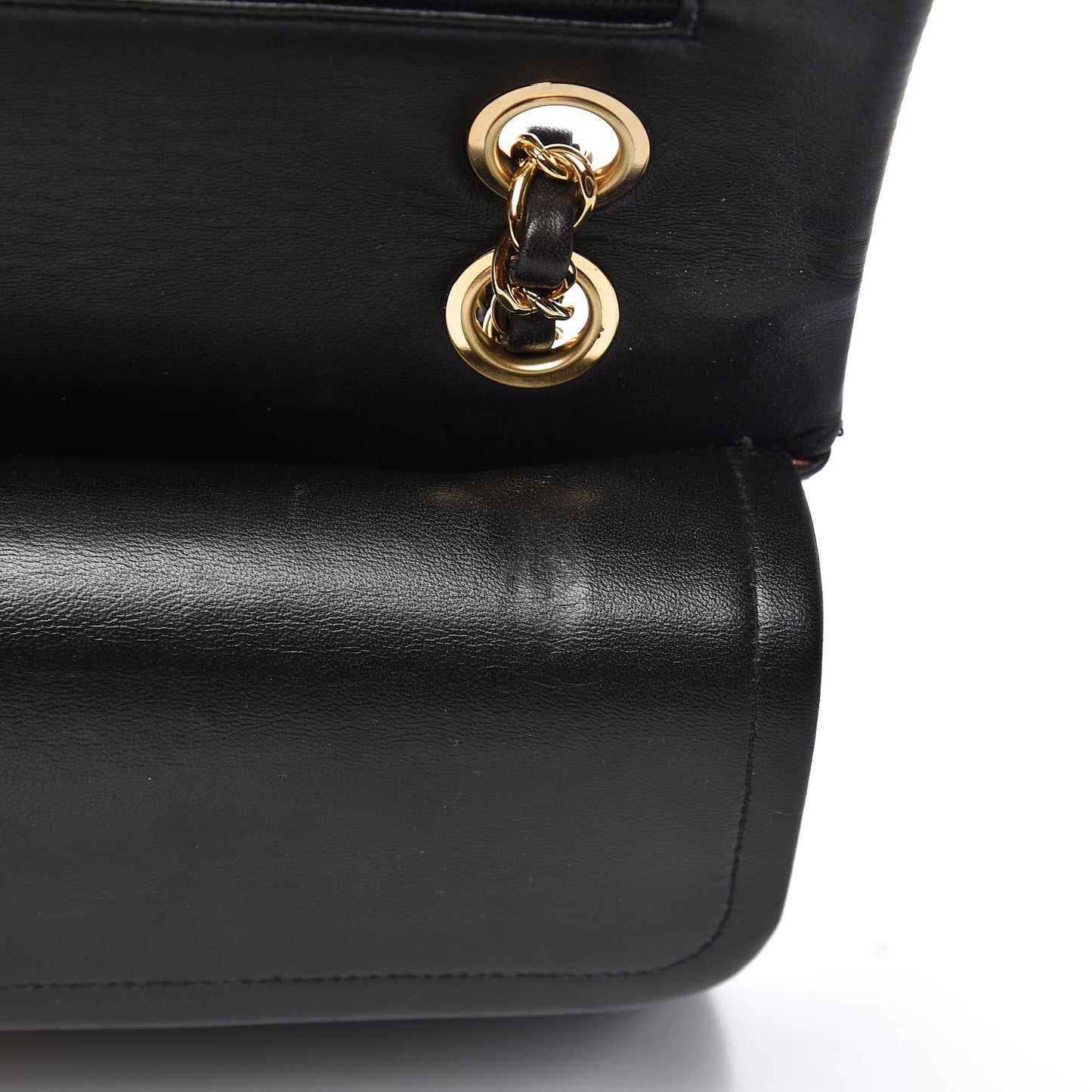 Lambskin Quilted Medium Double Flap Black