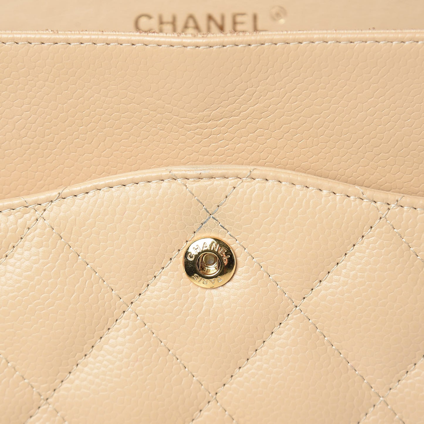 Caviar Quilted Jumbo Double Flap Beige