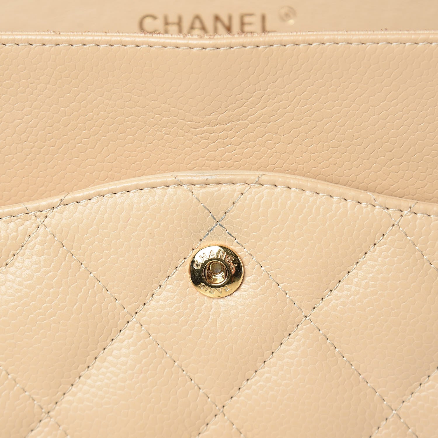 Chanel Caviar Quilted Jumbo Double Flap Beige 9 of 21