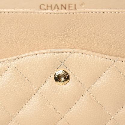 Chanel Caviar Quilted Jumbo Double Flap Beige 9 of 21