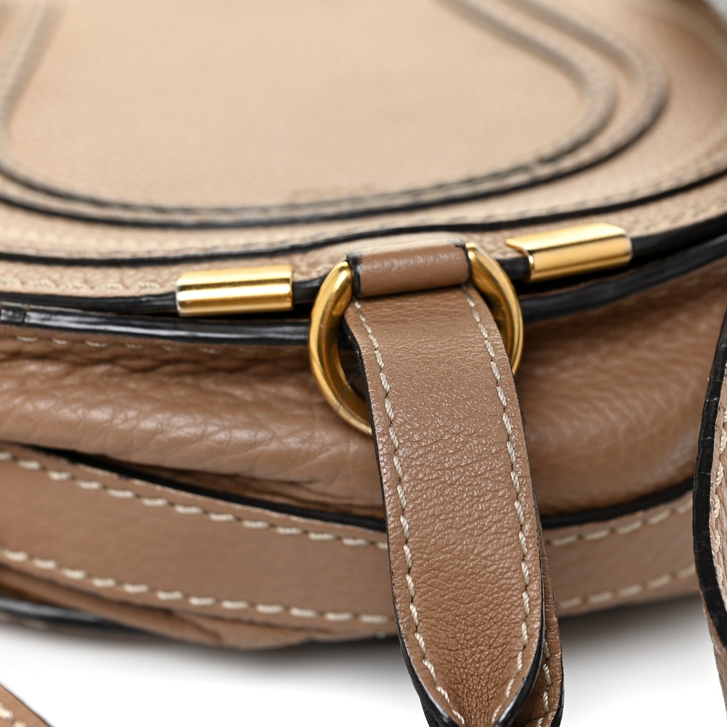 Calfskin Mini Marcie Round Crossbody Bag Nut