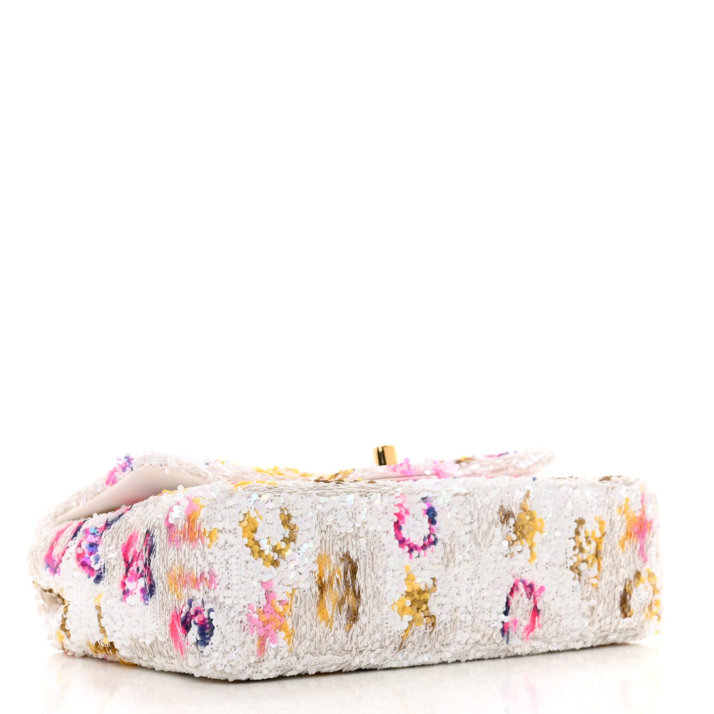 Sequin Logo Mini Rectangular Flap White Multicolor