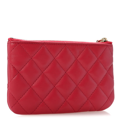 Chanel Lambskin Quilted Small Cosmetic Case Red 3 of 9