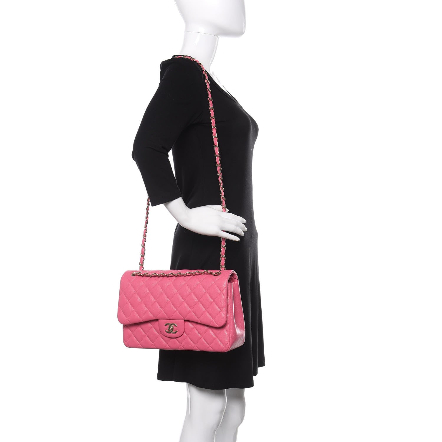 Chanel Caviar Quilted Jumbo Double Flap Pink 3 of 11
