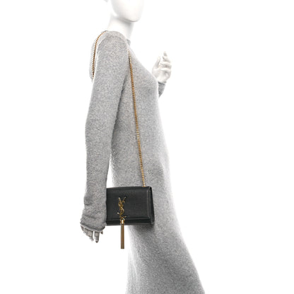 Saint Laurent Grain De Poudre Small Classic Monogram Kate Tassel Satchel Black 2 of 15