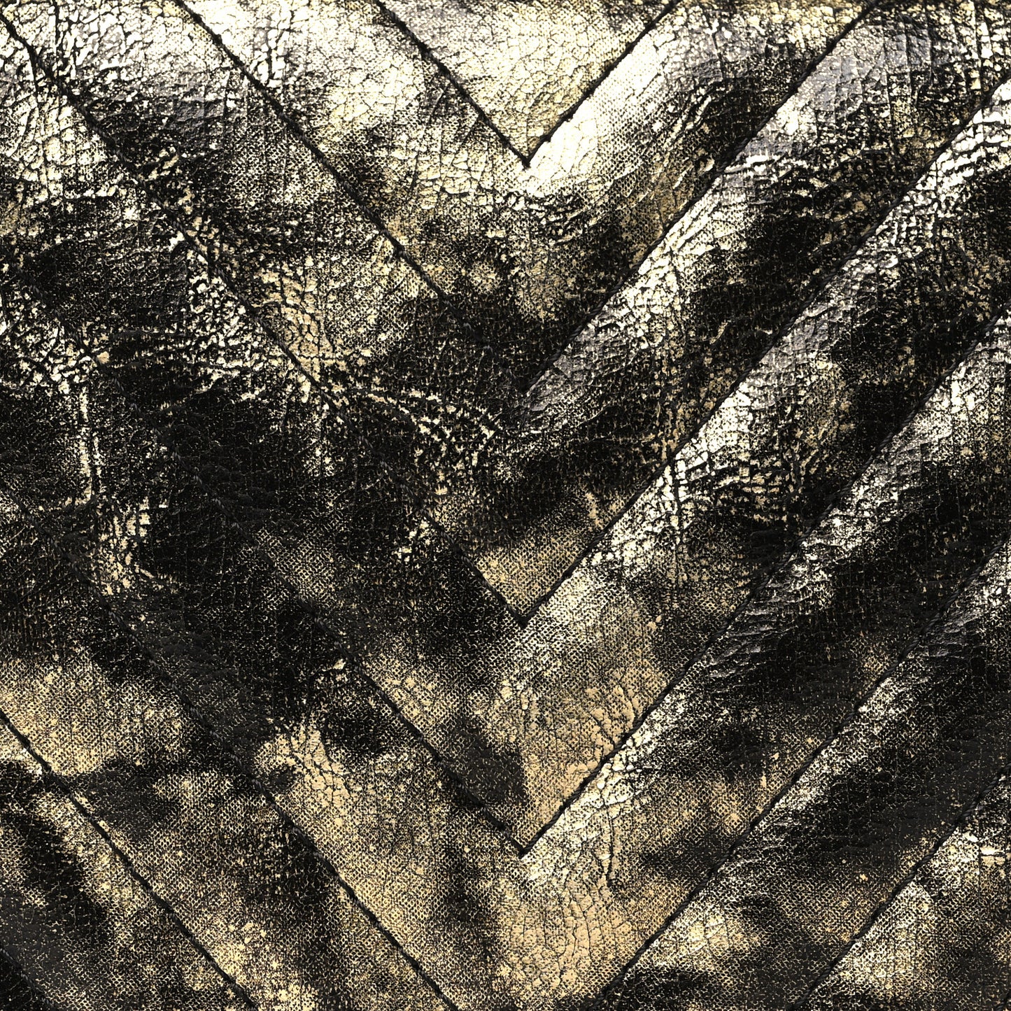 Metallic Crumpled Goatskin Chevron Quilted Reissue Clutch Bag Black Gold
