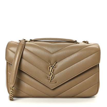 Saint Laurent Lambskin Chevron Quilted Medium LouLou Natural Tan 1 of 15