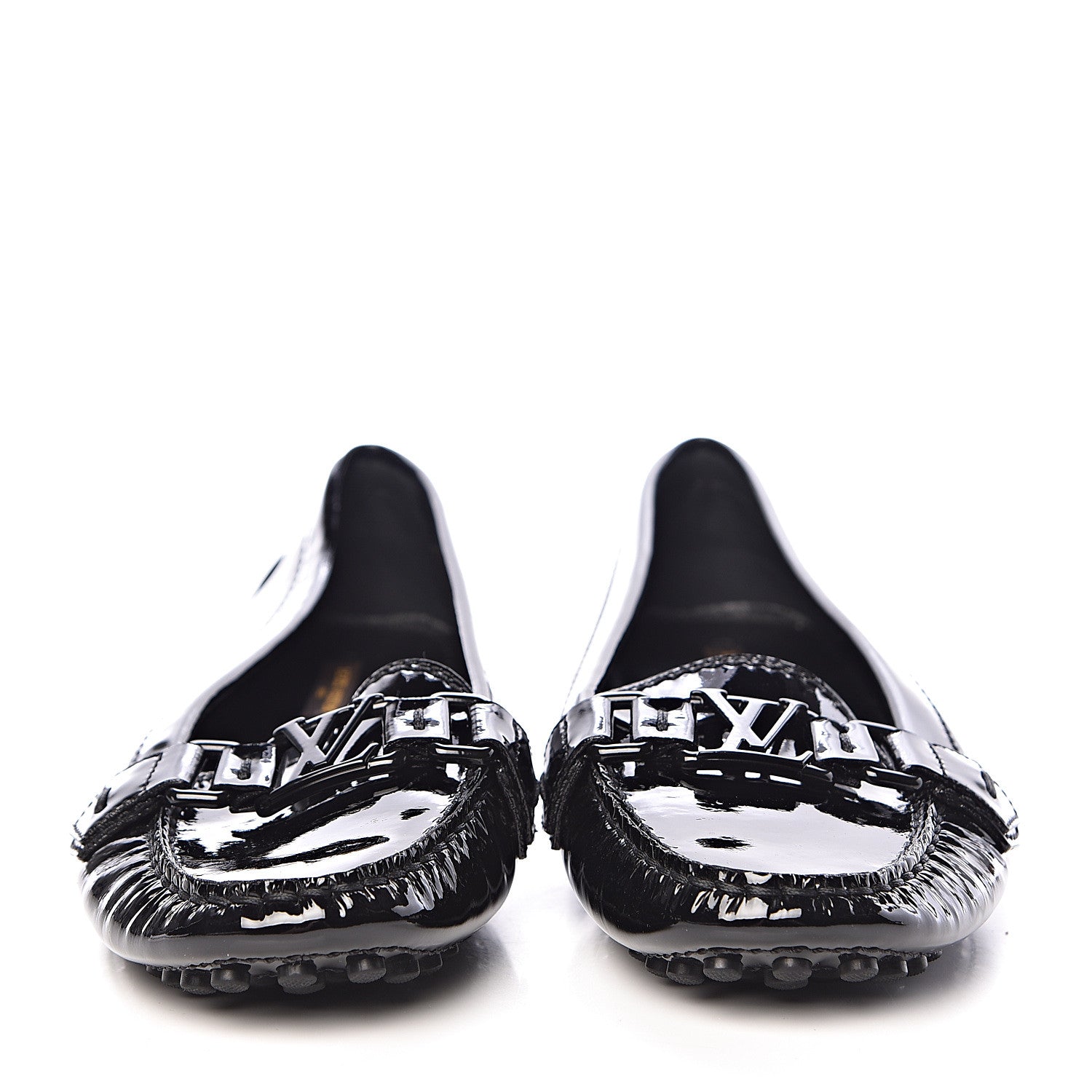 Louis Vuitton Patent Calfskin Oxford Loafers 37.5 Black 2 of 8