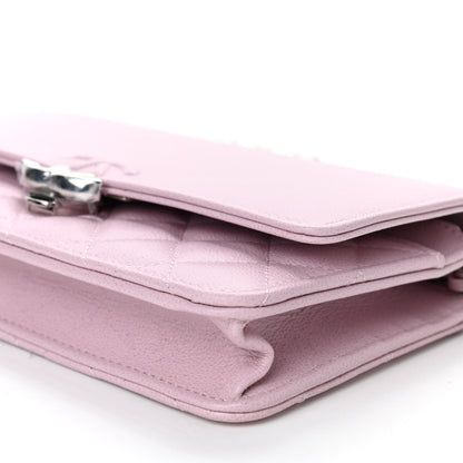 Chanel Grained Calfskin Quilted CC Box Wallet On Chain WOC Light Pink 11 of 12