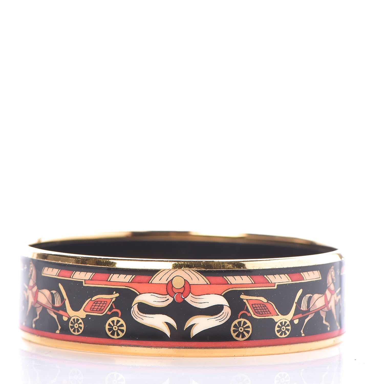 Hermes Enamel Printed Wide Chariots Bracelet 65 3 of 5