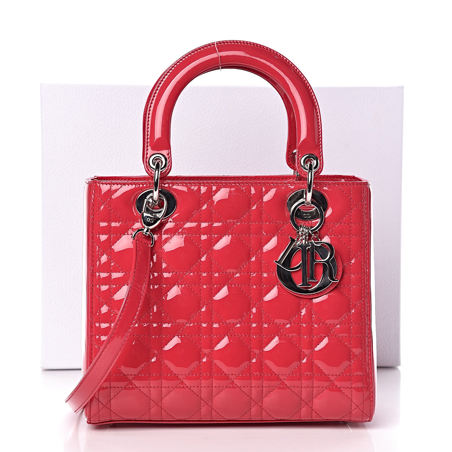 Christian Dior Patent Cannage Medium Lady Dior Fuchsia 11 of 11
