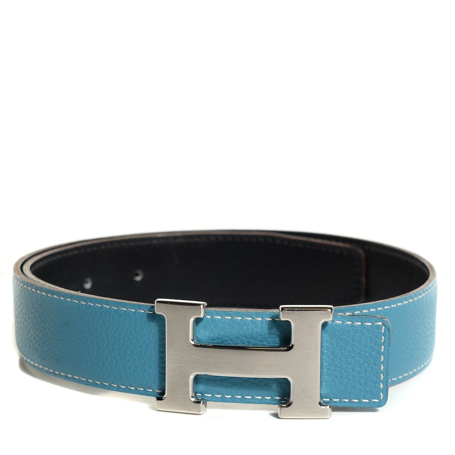 Hermes Box Togo 32mm H Belt 65 Noir Blue Jean 1 of 7