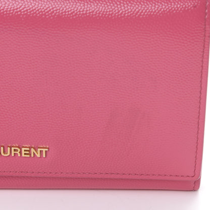 Saint Laurent Patent Grain de Poudre Classic Large Letters Flap Wallet Bubblegum 10 of 10