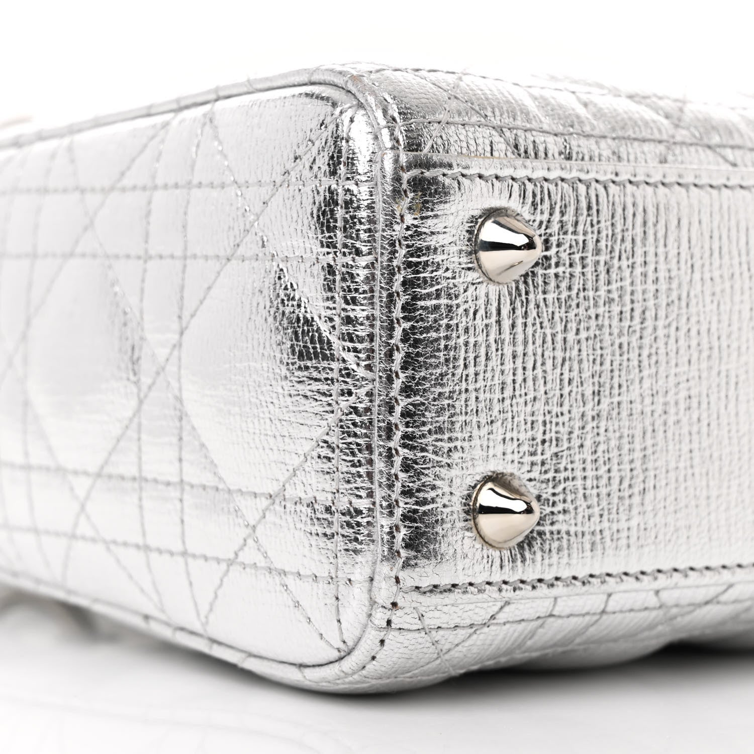 Christian Dior Metallic Grained Calfskin Cannage Small Lucky Badges My Lady Dior Silver 9 of 12