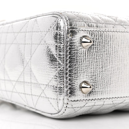 Christian Dior Metallic Grained Calfskin Cannage Small Lucky Badges My Lady Dior Silver 9 of 12