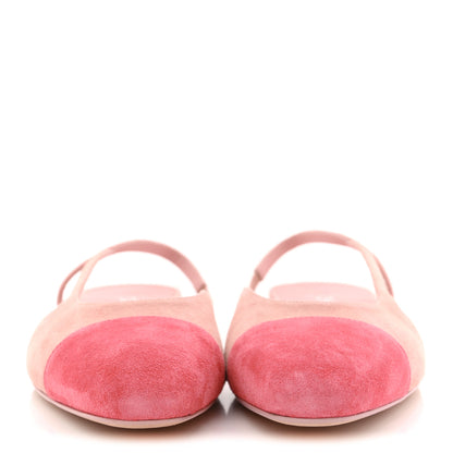 Chanel Suede Cap Toe CC Coco Slingback Pumps 41 Light Pink Coral 3 of 11