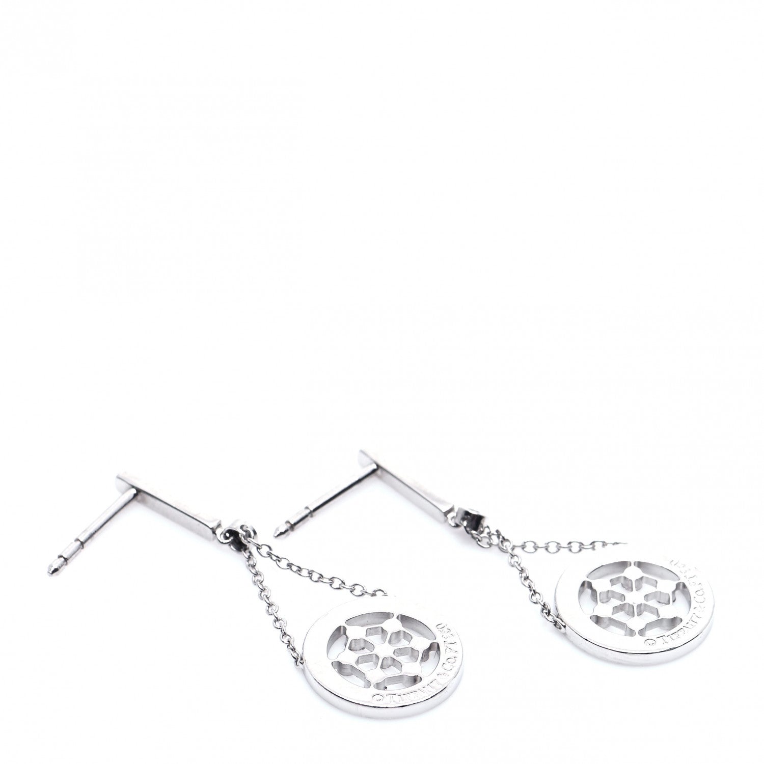 Tiffany Platinum Diamond Voile Drop Earrings 6 of 7