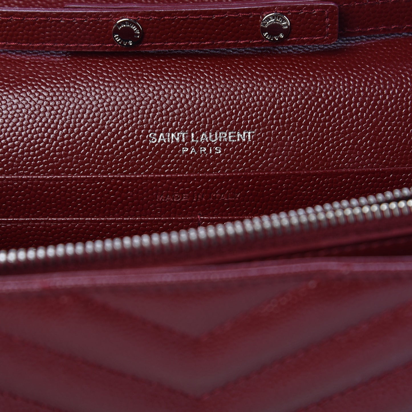 Grain De Poudre Matelasse Chevron Monogram Chain Wallet Palissandre
