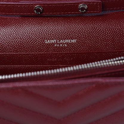 Saint Laurent Grain De Poudre Matelasse Chevron Monogram Chain Wallet Palissandre 7 of 11