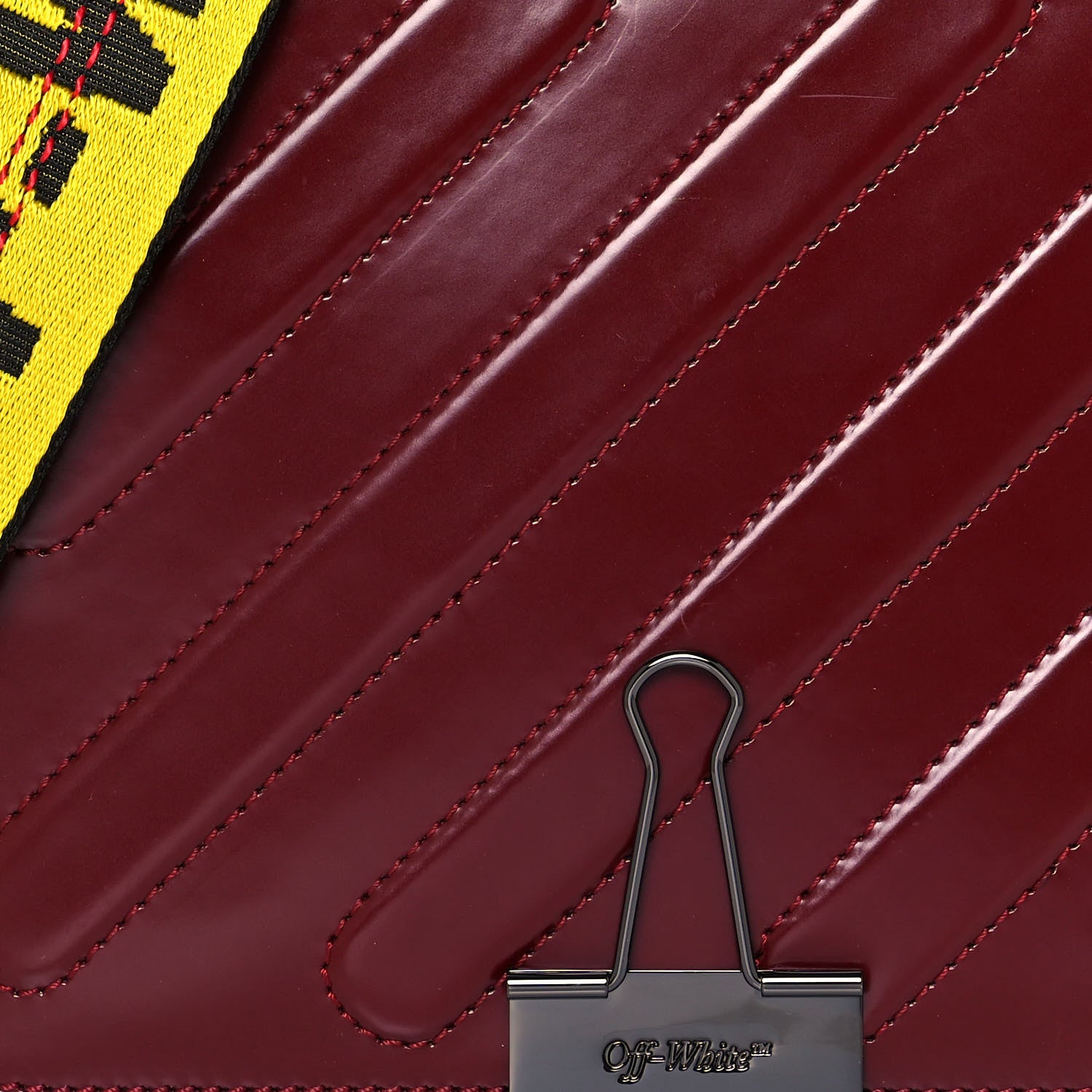 Off-White Calfskin Padded Diag Binder Flap Bag Burgundy 15 of 18