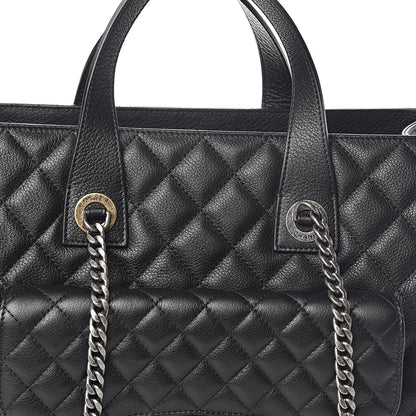 Chanel Metallic Grained Calfskin Quilted Large Casual Pocket Tote Black 8 of 10