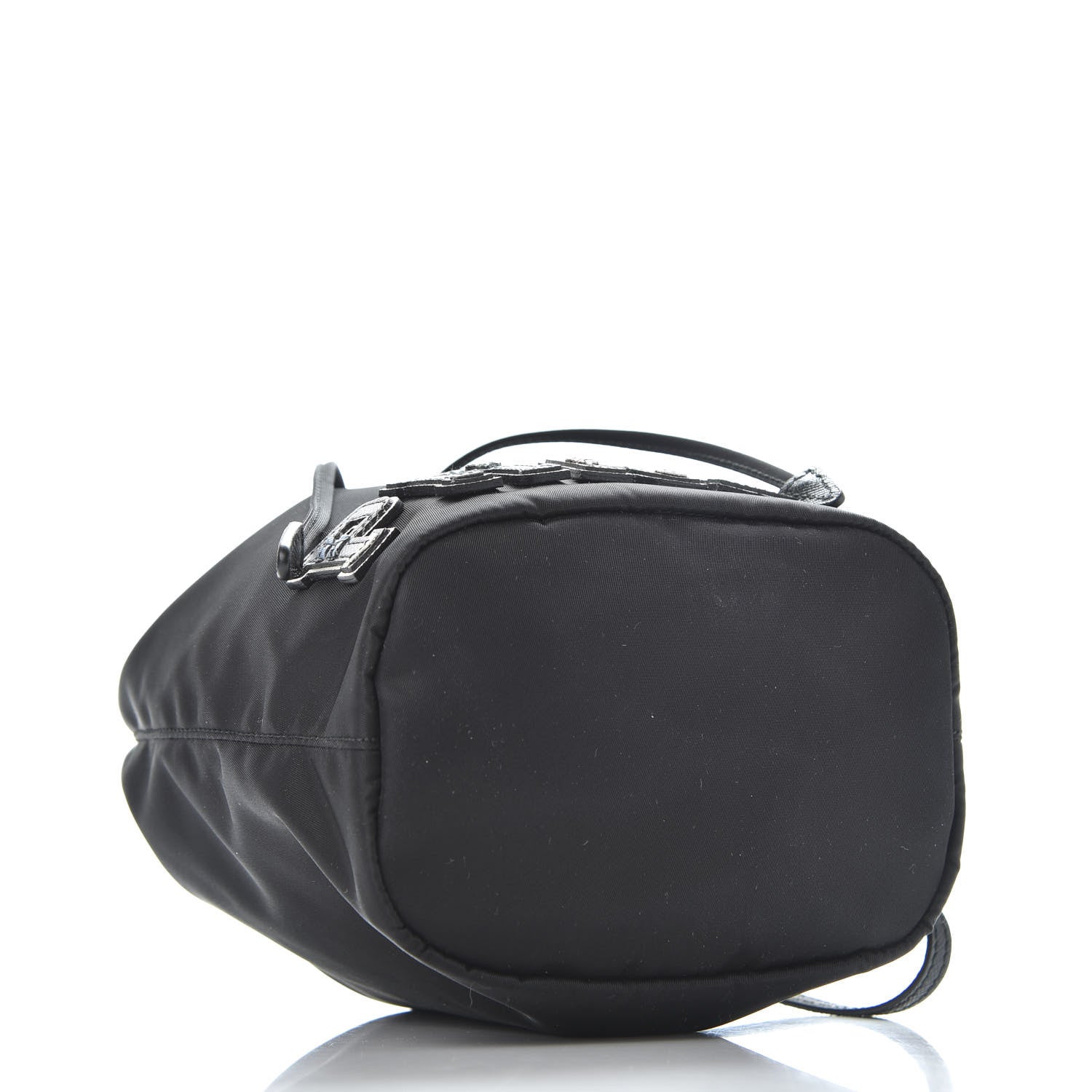 Prada Saffiano Tessuto Nylon Vela Lettering Bucket Wristlet Black 3 of 9