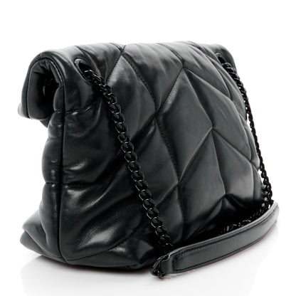 Saint Laurent Lambskin Quilted Monogram Monochrome Small Loulou Puffer Chain Satchel Black 3 of 11