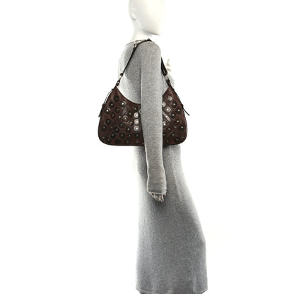 Saint Laurent Calfskin Wood Embellished Mombasa Hobo Brown 2 of 10