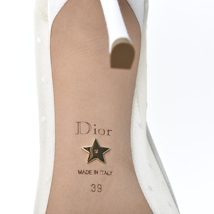 Christian Dior Mesh Plumetis Grosgrain D-Moi Pumps 39 White 8 of 9