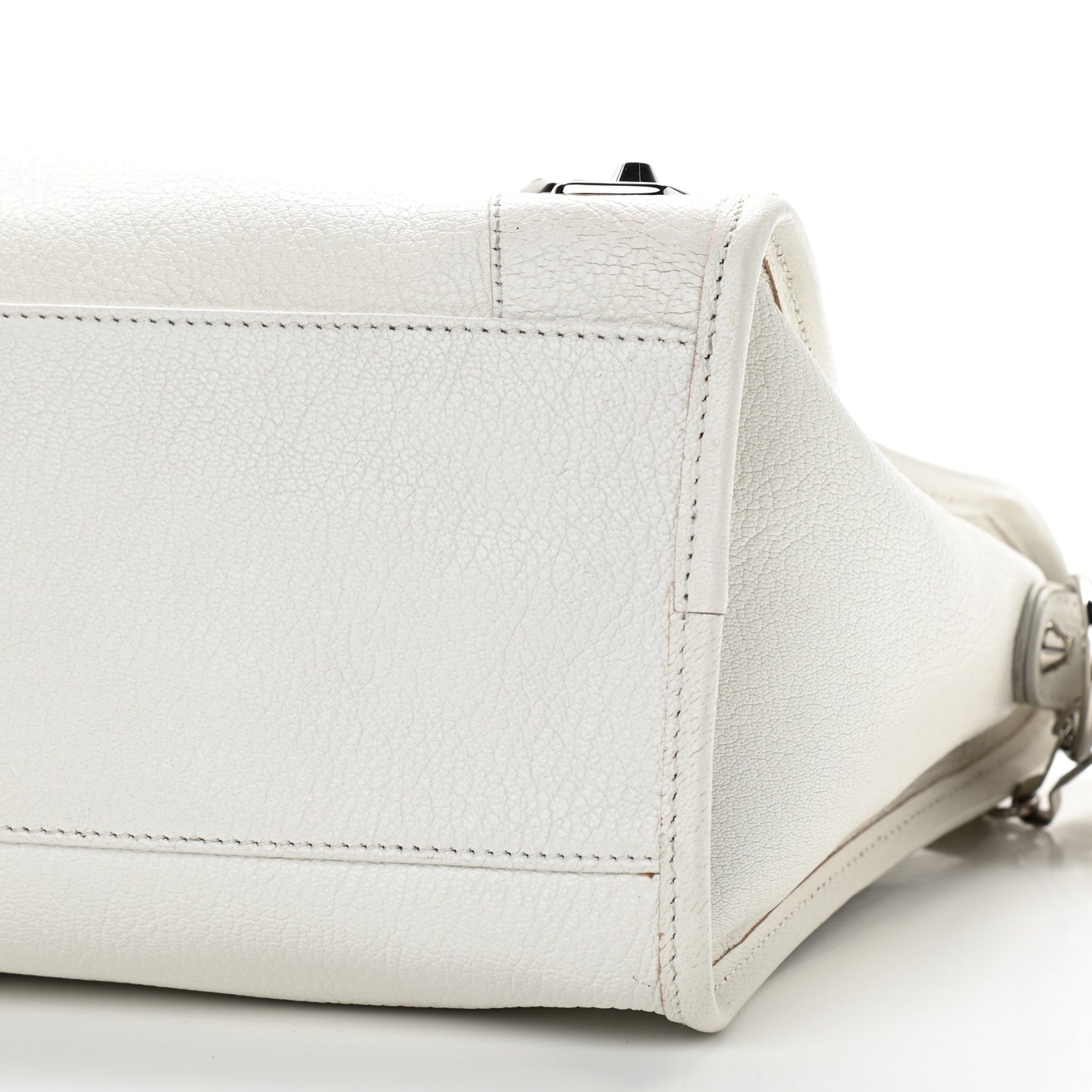 Chevre Silver Metallic Edge Hardware City White