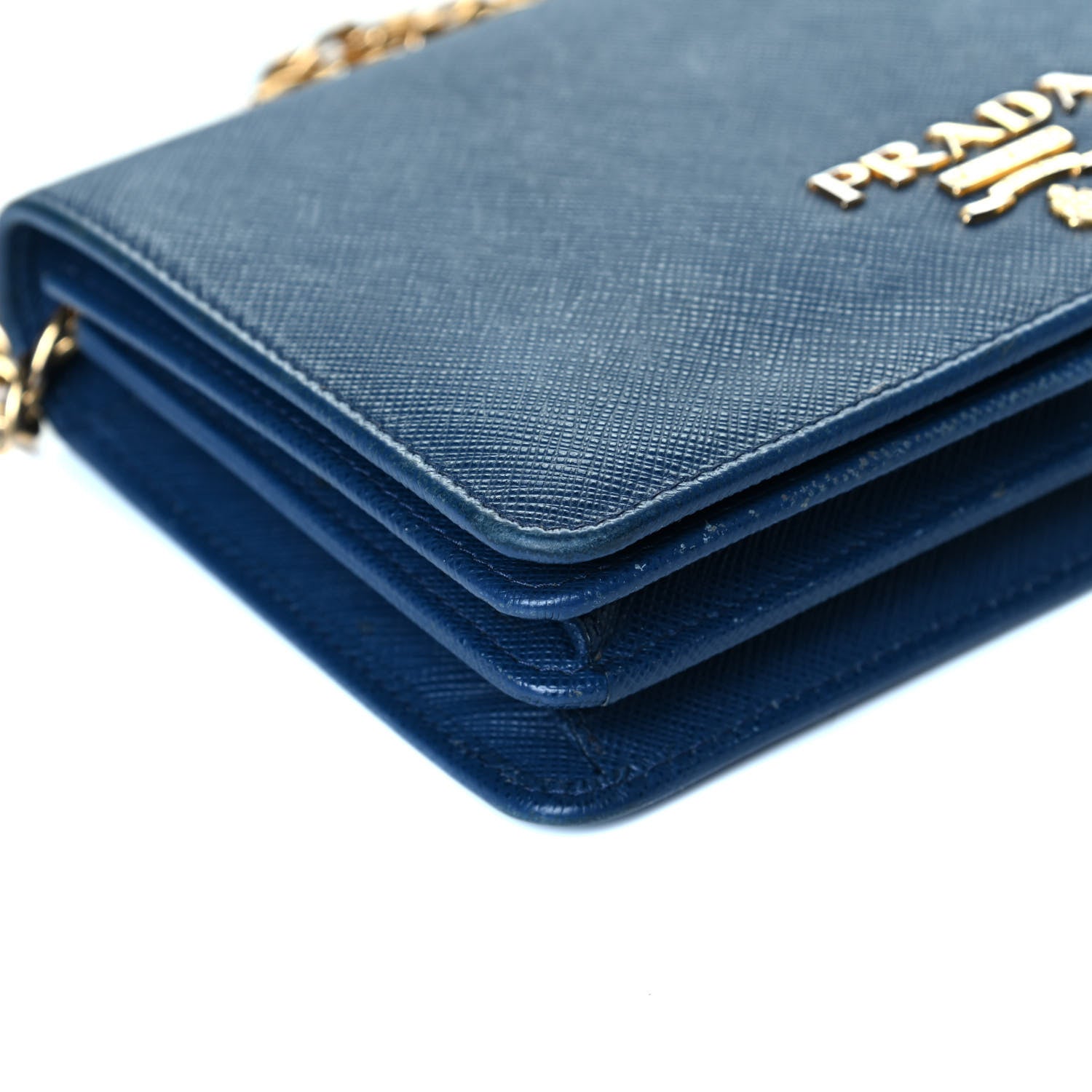 Prada Saffiano Lux Chain Wallet Bluette 5 of 7