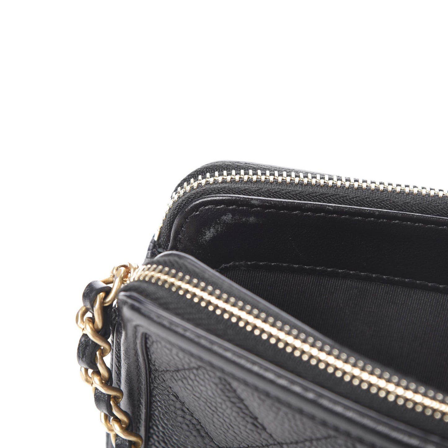 Caviar Quilted CC Filigree Clutch With Chain Black