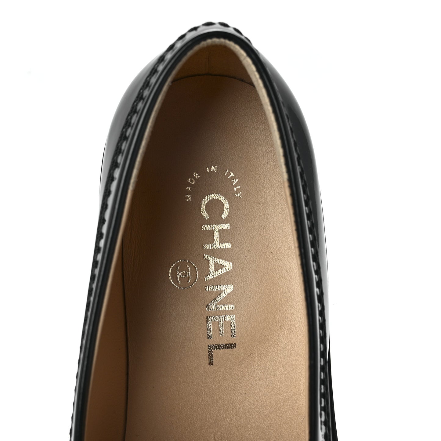Shiny Calfskin Logo Loafers 40 Black
