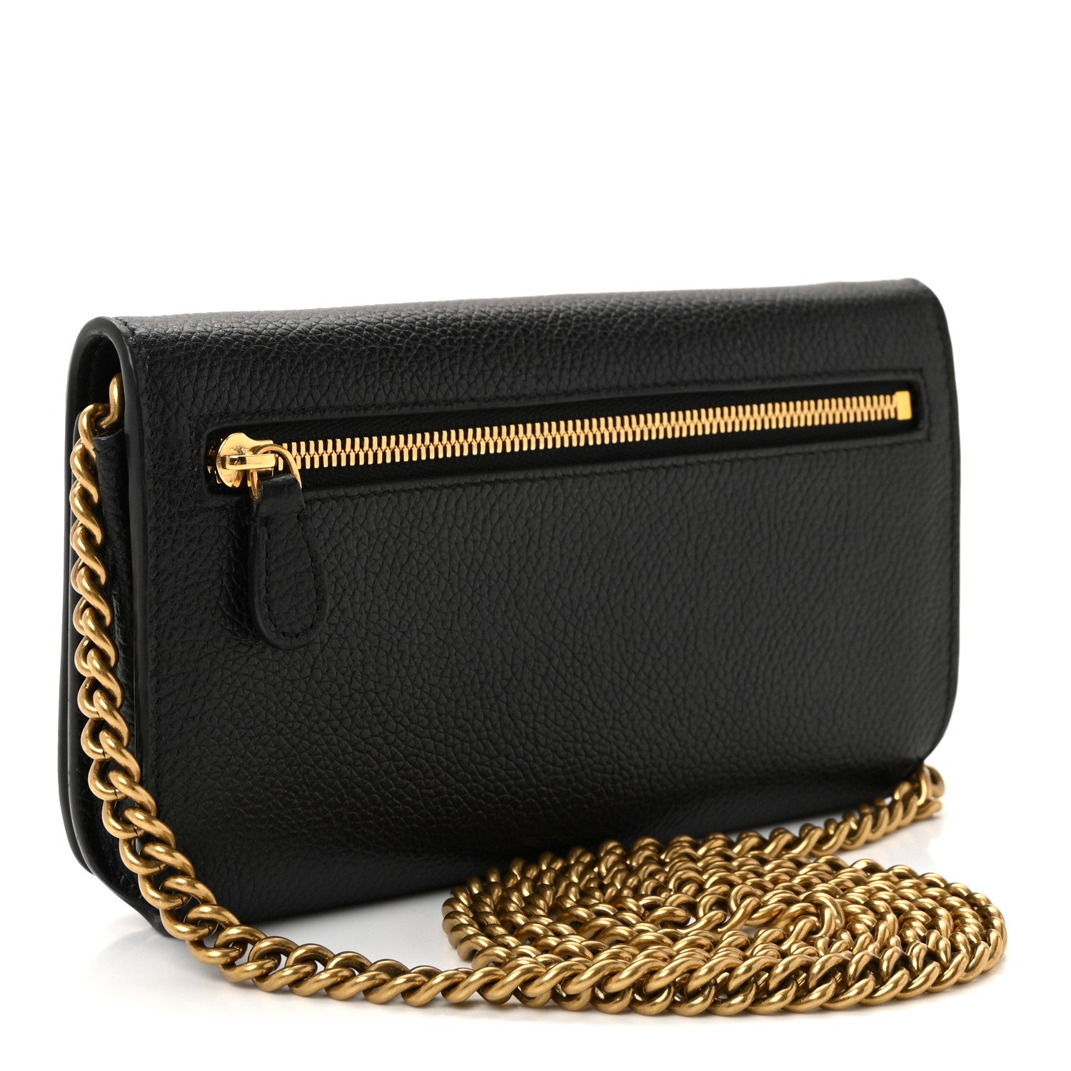 Balenciaga Grained Calfskin Logo Cash Phone Holder Wallet On Chain Black 3 of 10
