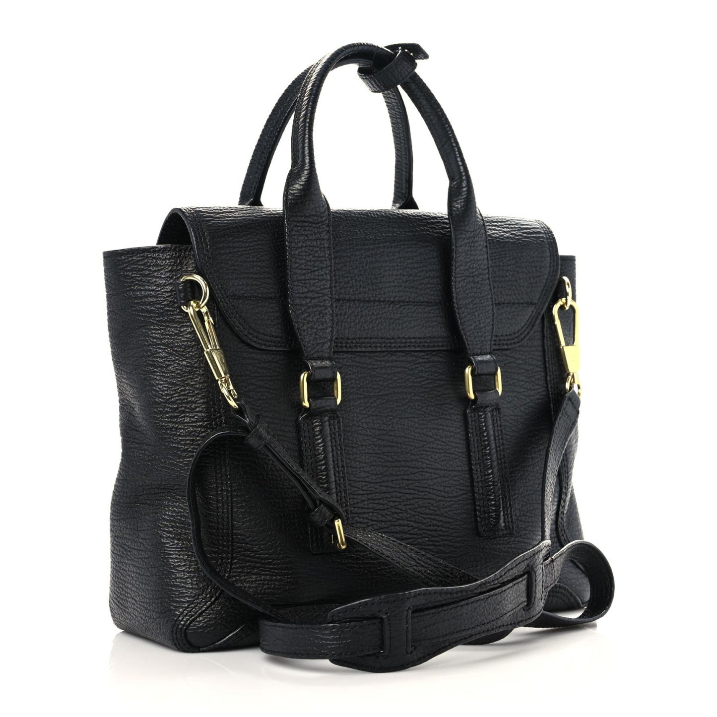 Textured Calfskin Medium Pashli Satchel Black