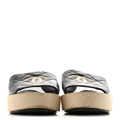 Chanel Lambskin CC Flat Slide Sandals 40 Black 3 of 12