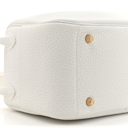 Hermes Taurillon Clemence Mini Lindy 20 New White 10 of 11