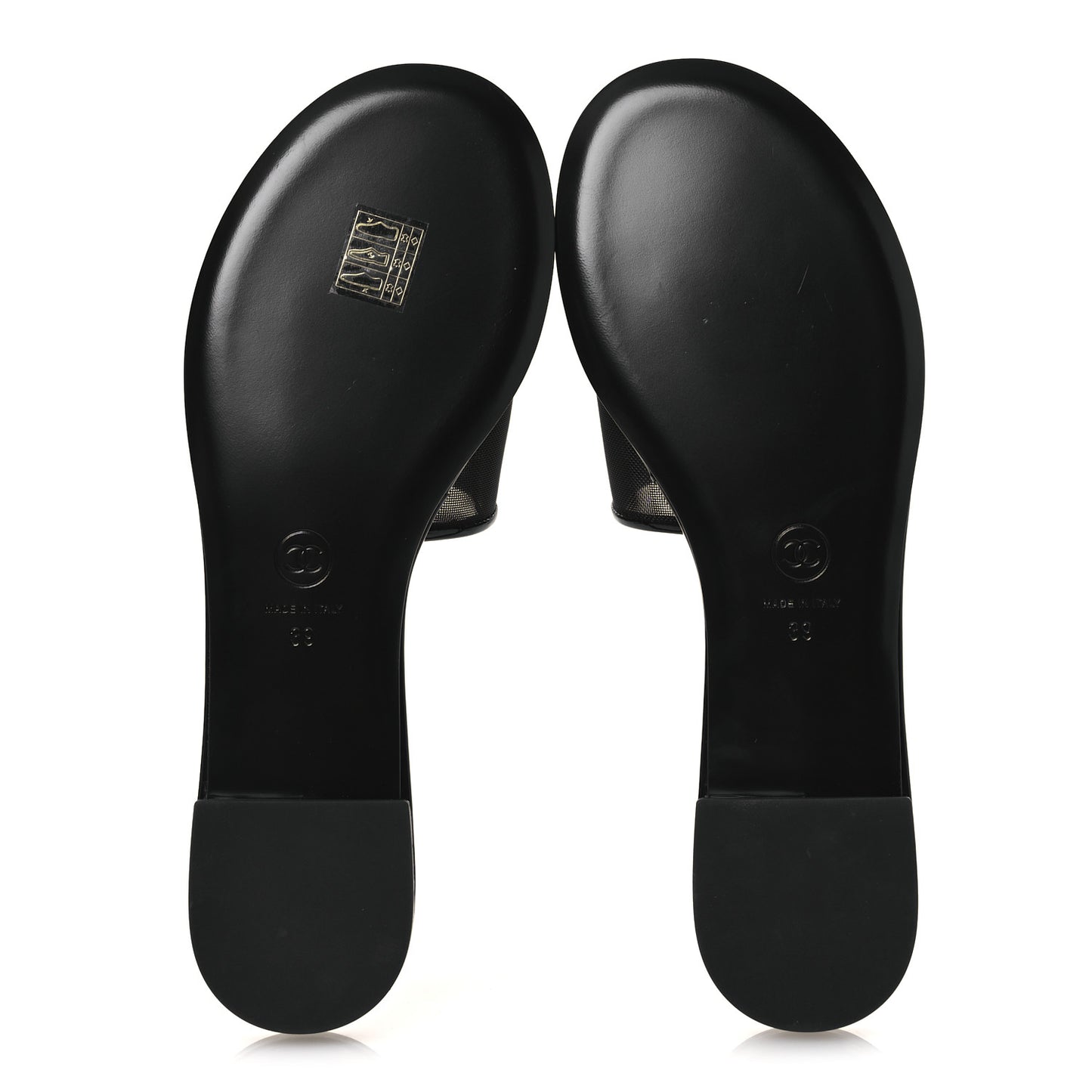 Mesh Patent Calfskin CC Mules 39 Black