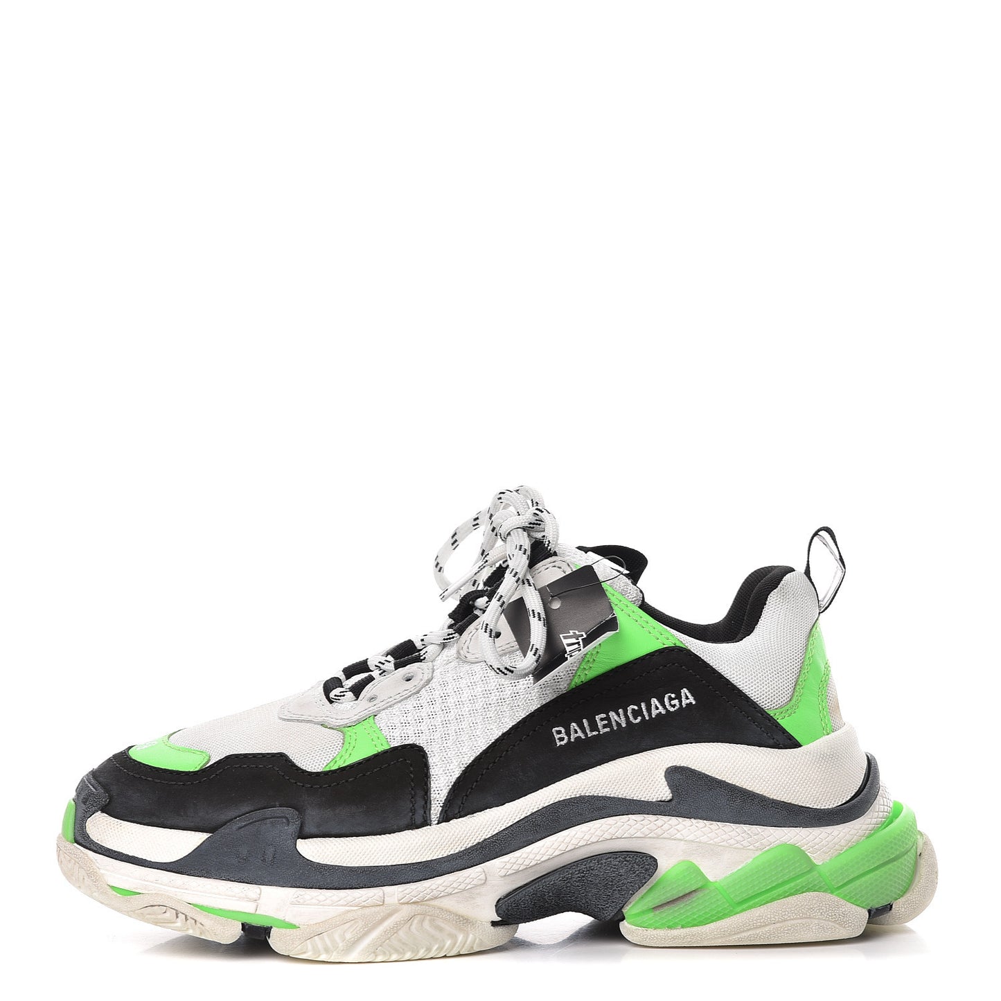Fabric Mesh Womens Triple S Sneakers 39 White Green Fluo Black