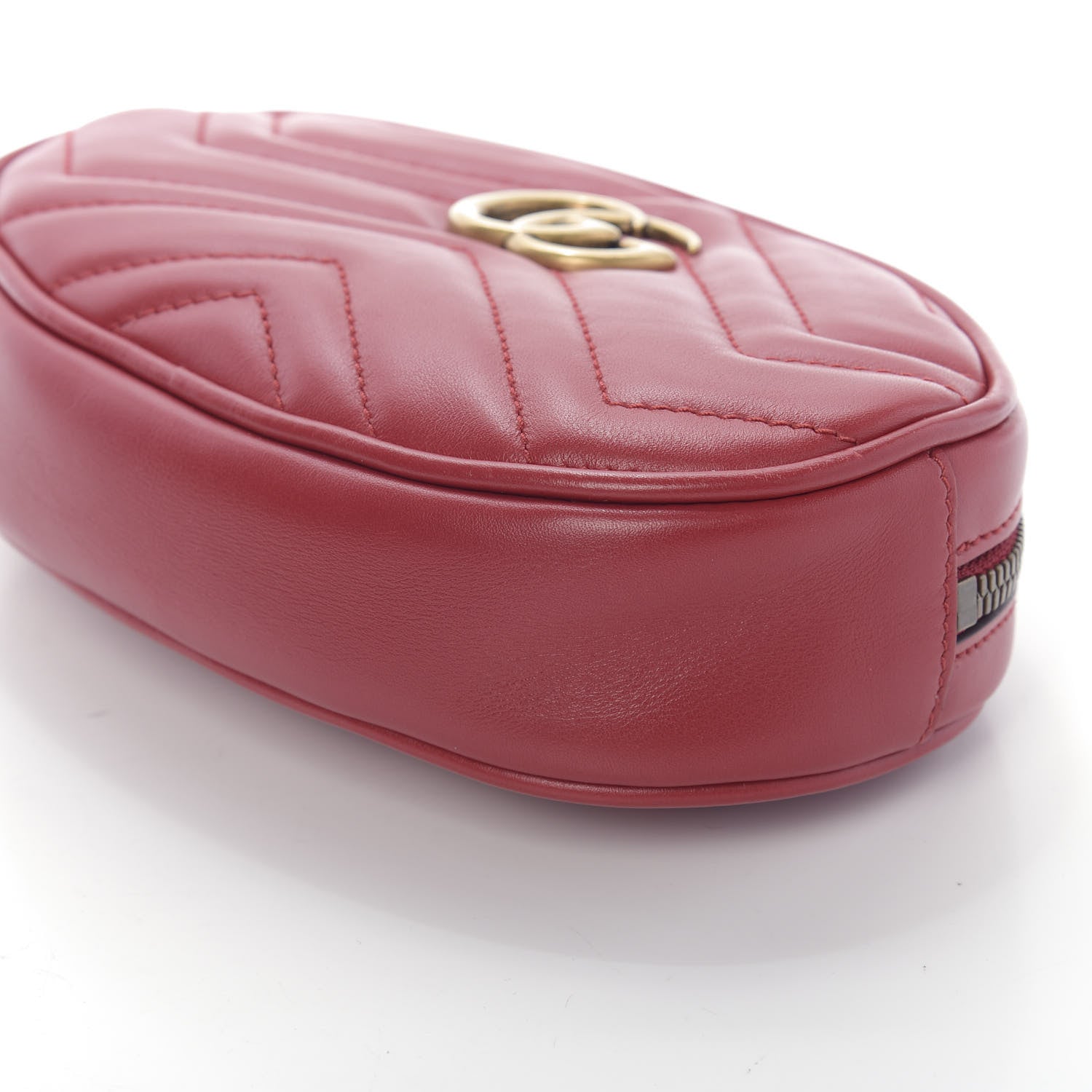 Gucci Calfskin Matelasse GG Marmont Belt Bag 95 38 Hibiscus Red 7 of 13