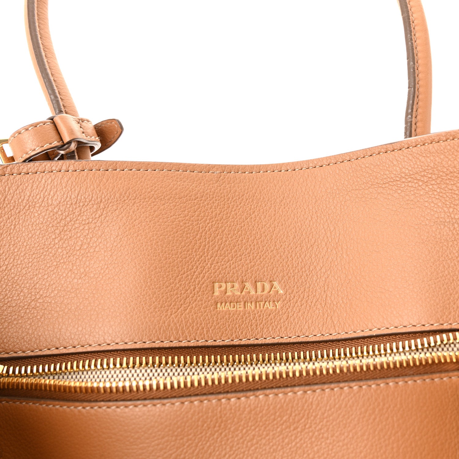 Prada Soft Grain Calfskin Large Tote Bag Caramel 1816198