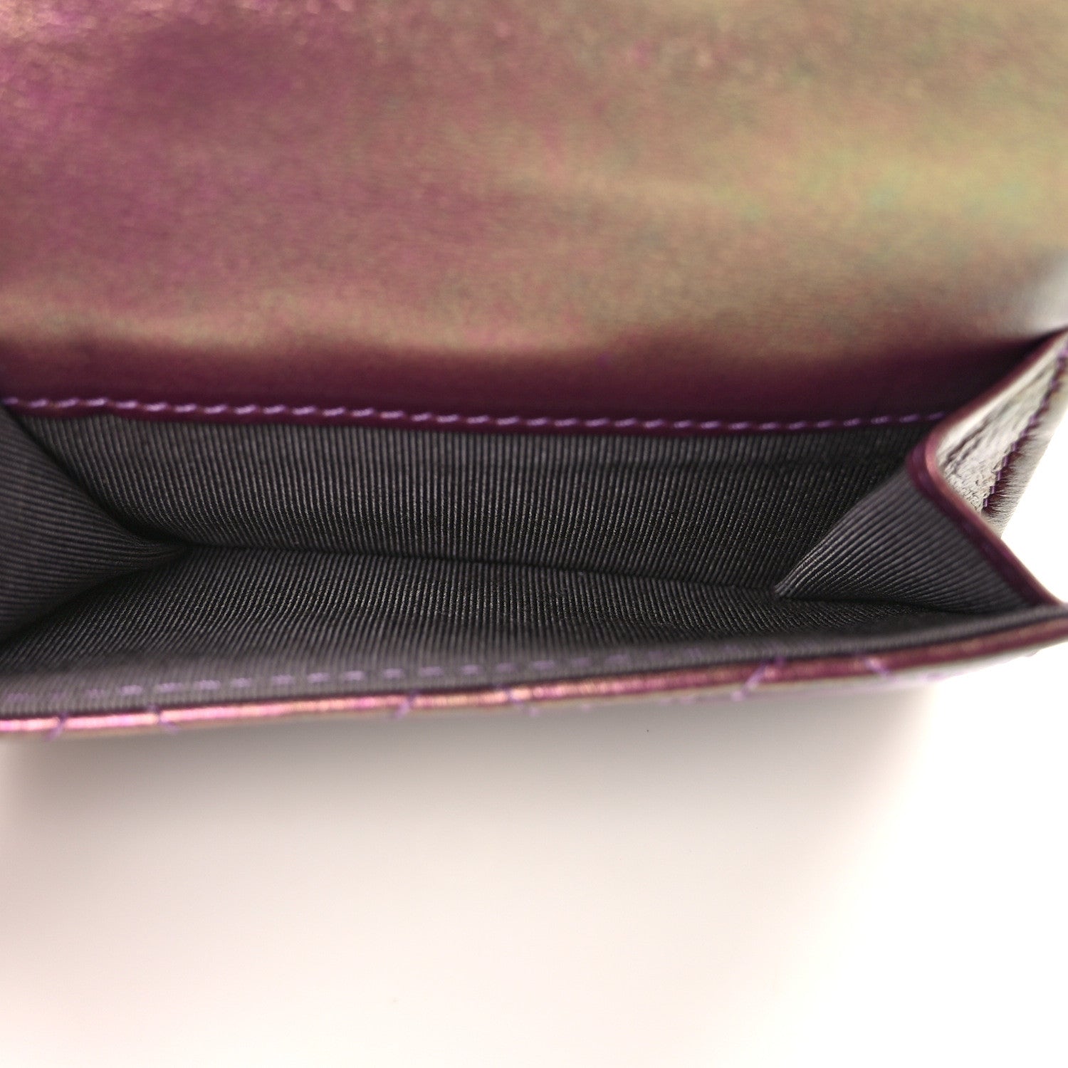 Chanel Iridescent Lambskin Quilted Double Flap Wallet Purple 6 of 11