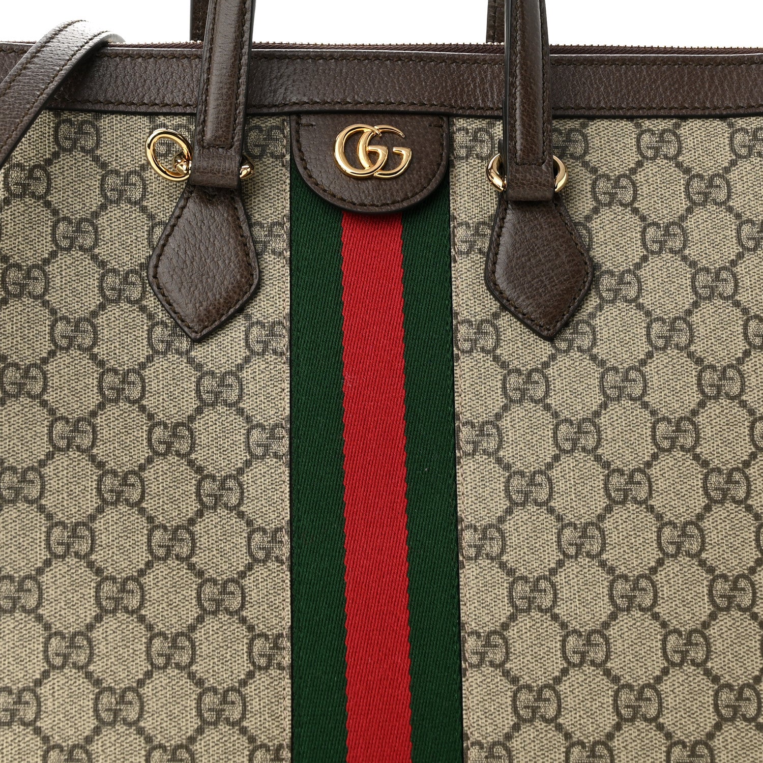 Gucci GG Supreme Monogram Web Medium Ophidia Tote Bag Brown 7 of 9