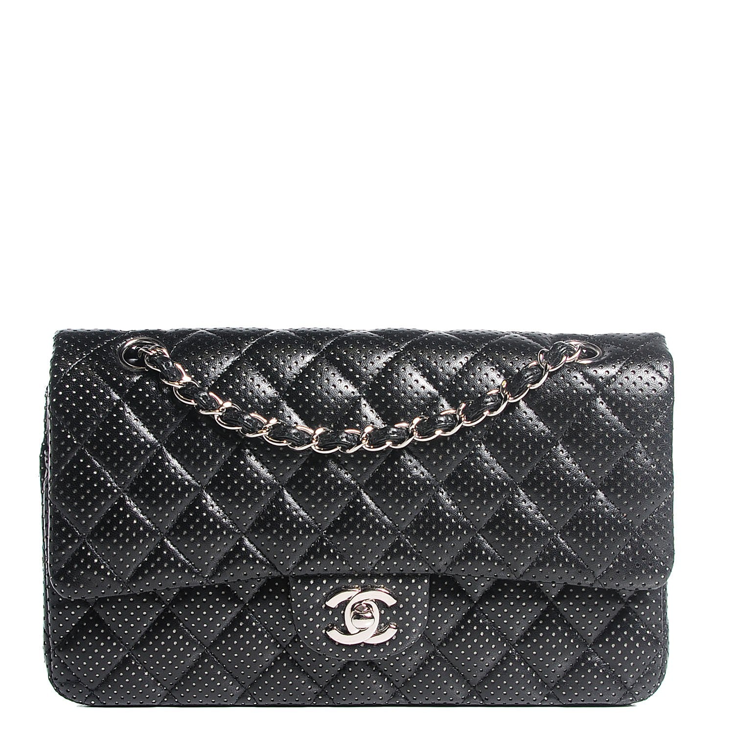 Chanel Lambskin Perforated Medium Double Flap Black 1 of 9
