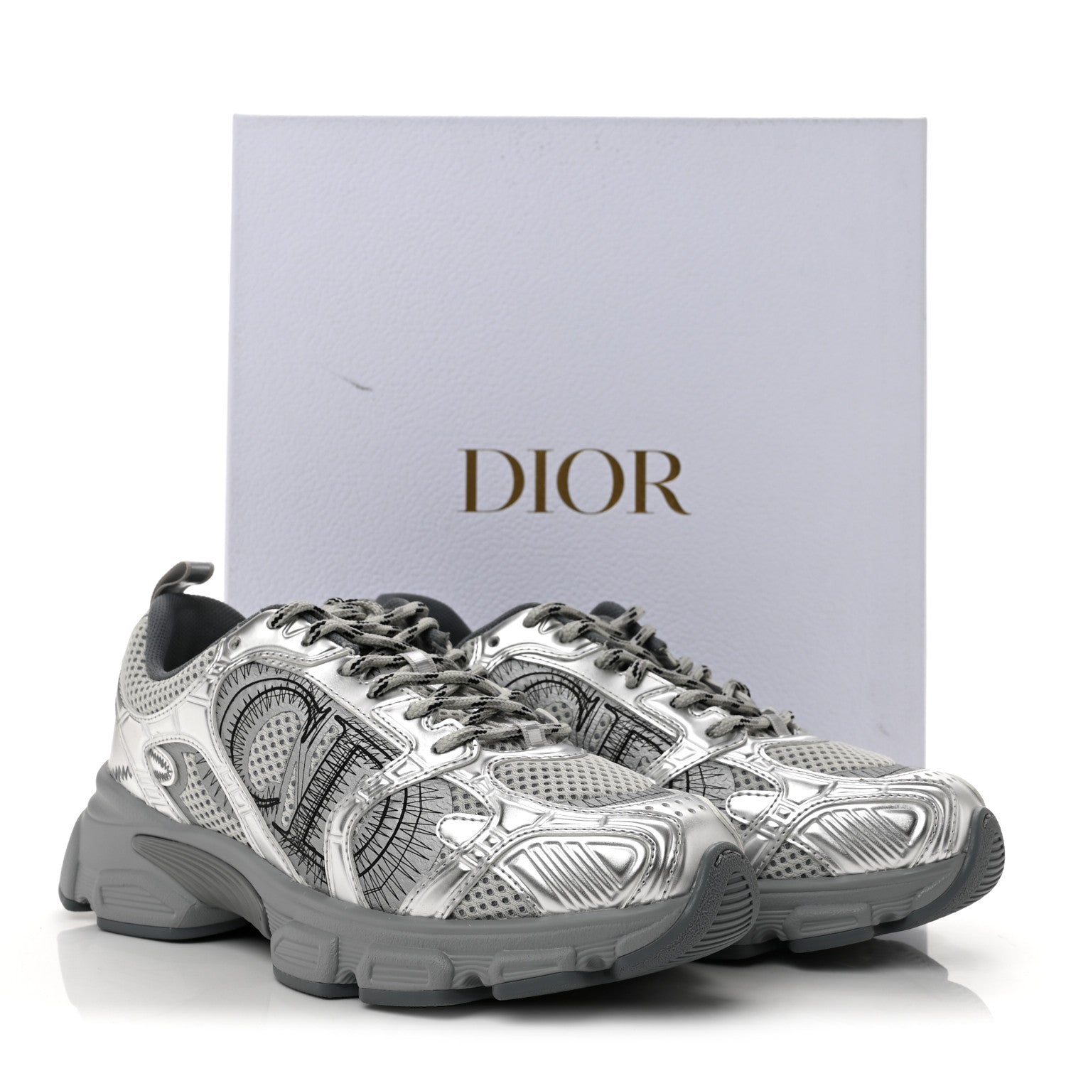 Christian Dior Technical Mesh Dior Chrono Sneakers 38.5 Silver
