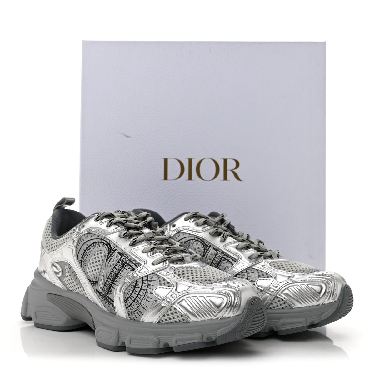Technical Mesh Dior Chrono Sneakers 38.5 Silver