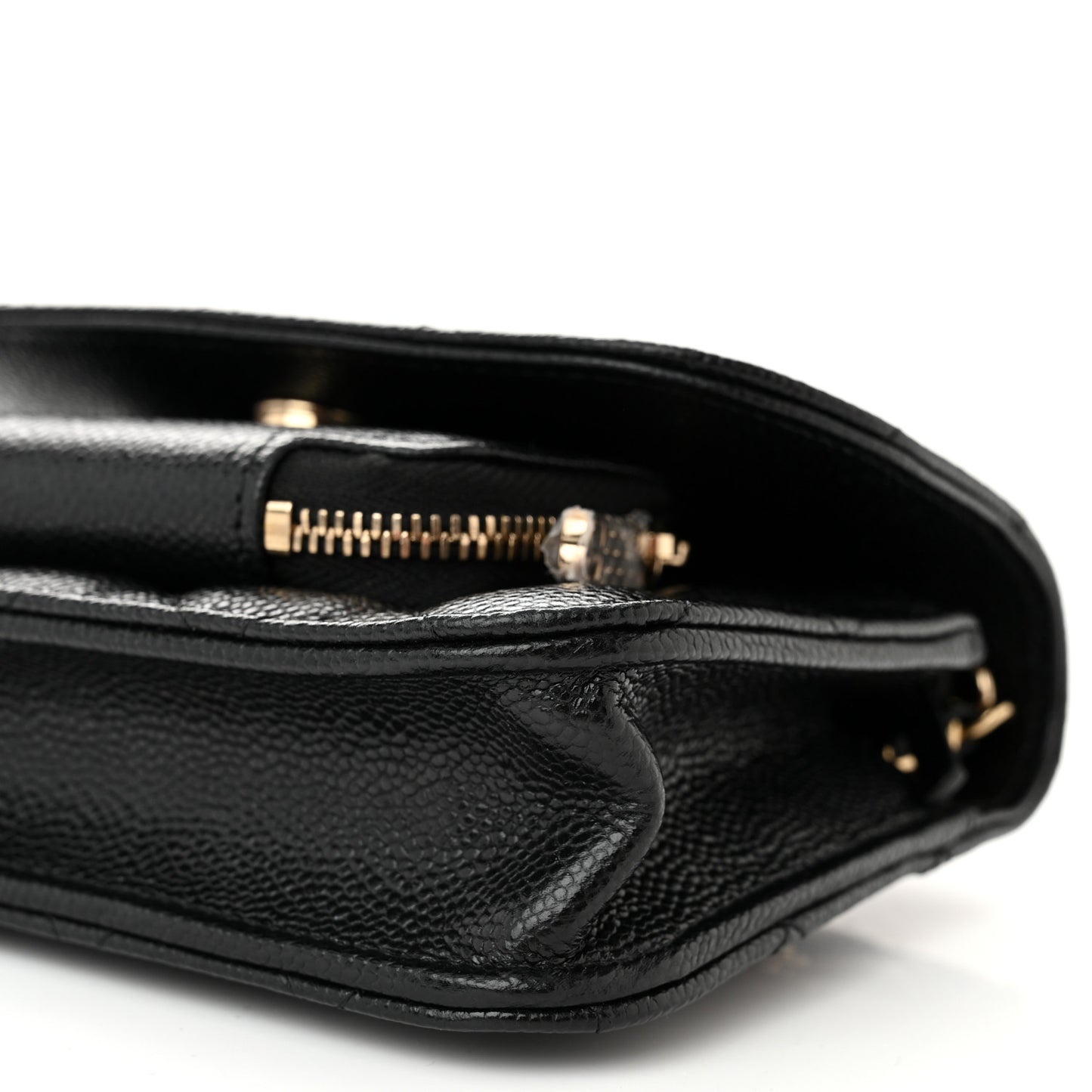 Caviar Quilted Business Affinity Clutch With Chain Black