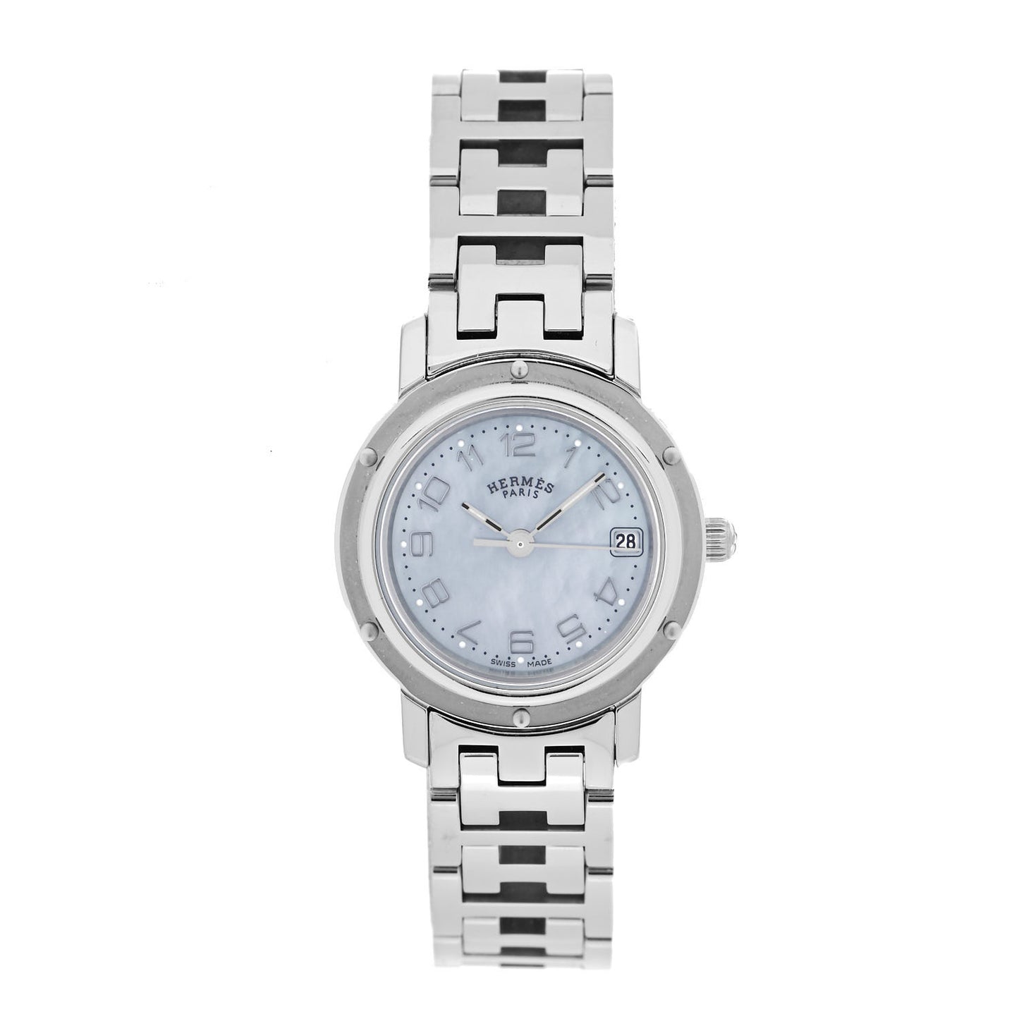 Stainless Steel Blue Mother of Pearl 24mm Clipper Quartz Watch