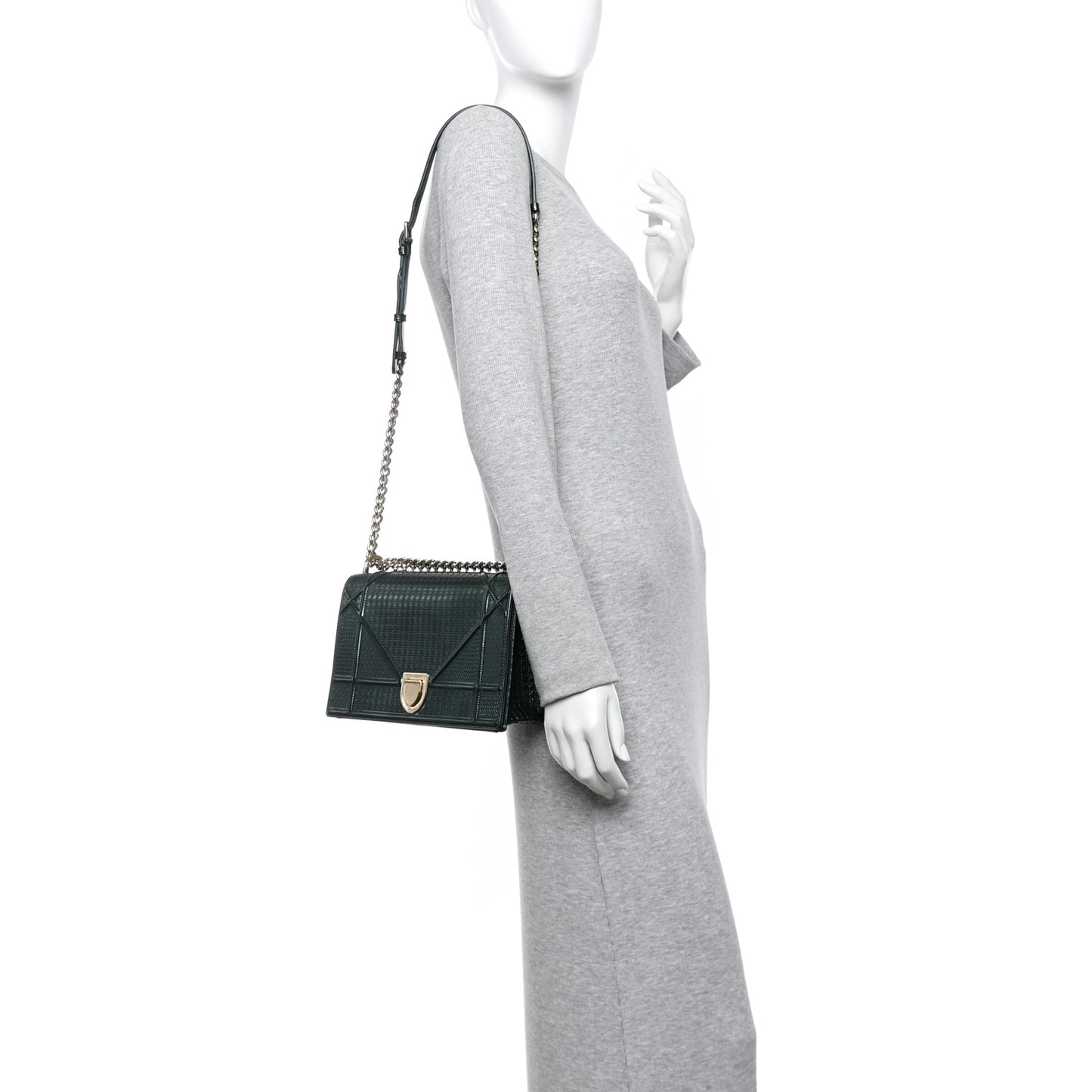 Metallic Patent Micro-Cannage Medium Diorama Flap Bag Malachite Green